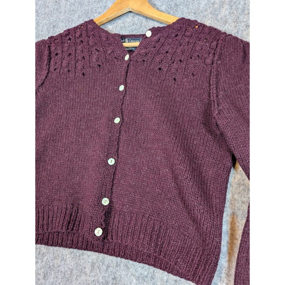 Ralph Lauren Sweaters - Ralph Lauren Hand Knitted 100% Wool Cardigan‎ Sweater Medium Cranberry